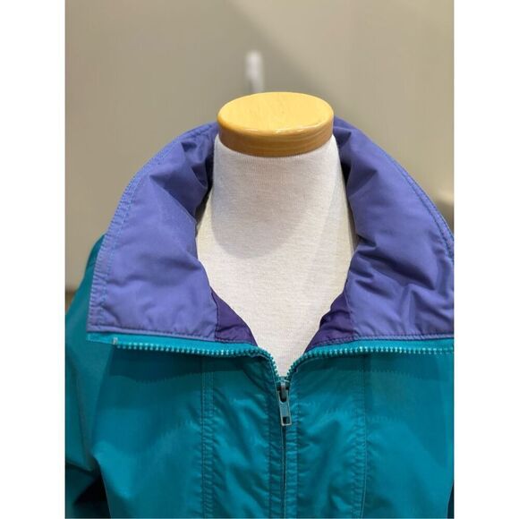 Whitefish Bay M retro 90’s oversized teal-purple nylon lined jacket w-double fro - Picture 2 of 11